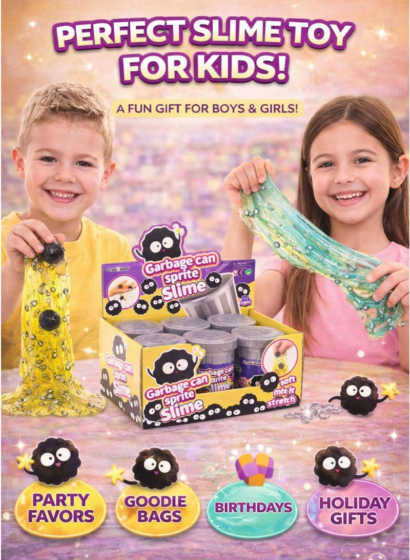 فريق عظيم Greateam Garbage Can Sprite Slime Set of 6 PCS Display Box Mini Trash Can Slime Pots/Jars 6 Pack Soft Mixable Stretchy Gooey Crystal Slime Putty Toy with Slime Accessories (Foam Balls + Metallic Beads Mix-Ins) Squishy Squeeze Stretch Pull Twist Mold Sensory Slime Fidget Toy for Kids Boys Girls Children Educational Learning Toy Fun “Garbage/Trash Bin” Container Design Collectible Slime Jars DIY Mix & Create ASMR Crunchy Beads Texture Sensory Play Stress Relief Anti-Stress Tactile Learning Toy Party Favors Goodie Bag Fillers School Prizes Birthday Giveaway Gift Safe Non-Toxic Materials Ages 3+ - Image 5